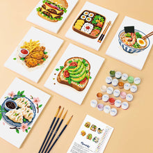 Cargar imagen en el visor de la galería, Mini Serie Pintar por números 15x20cm (6 piezas) - Set de Comida Deliciosa