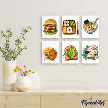 Cargar imagen en el visor de la galería, Mini Serie Pintar por números 15x20cm (6 piezas) - Set de Comida Deliciosa