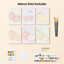 Cargar imagen en el visor de la galería, Mini Serie Pintar por números 15x20cm (6 piezas) - Colección Frutas Disco