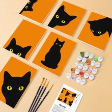 Cargar imagen en el visor de la galería, Mini Serie Pintar por números 15x20cm (6 piezas) - Gato Negro Escondite