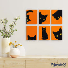 Cargar imagen en el visor de la galería, Mini Serie Pintar por números 15x20cm (6 piezas) - Gato Negro Escondite