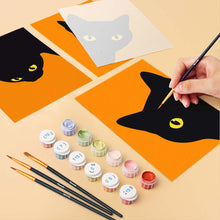Cargar imagen en el visor de la galería, Mini Serie Pintar por números 15x20cm (6 piezas) - Gato Negro Escondite