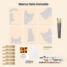 Cargar imagen en el visor de la galería, Mini Serie Pintar por números 15x20cm (6 piezas) - Gato Negro Escondite