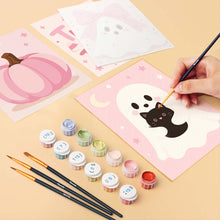 Cargar imagen en el visor de la galería, Mini Serie Pintar por números 15x20cm (6 piezas) - Halloween Rosa y Adorable