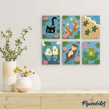 Cargar imagen en el visor de la galería, Mini Serie Pintar por números 15x20cm (6 piezas) - Vida en el Estanque
