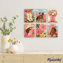Cargar imagen en el visor de la galería, Mini Serie Pintar por números 15x20cm (6 piezas) - Vaquera Rosa