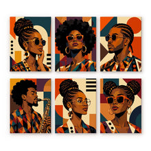 Cargar imagen en el visor de la galería, Mini Serie Pintar por números 15x20cm (6 piezas) - Retratos Afro Pop Art Figured'Art