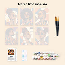 Cargar imagen en el visor de la galería, Mini Serie Pintar por números 15x20cm (6 piezas) - Retratos Afro Pop Art