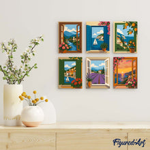 Cargar imagen en el visor de la galería, Mini Serie Pintar por números 15x20cm (6 piezas) - Vistas desde la Ventana