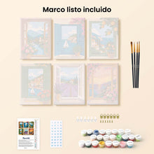 Cargar imagen en el visor de la galería, Mini Serie Pintar por números 15x20cm (6 piezas) - Vistas desde la Ventana