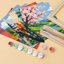 Cargar imagen en el visor de la galería, Mini Serie Pintar por números 15x20cm (6 piezas) - Estaciones Alrededor del Mundo