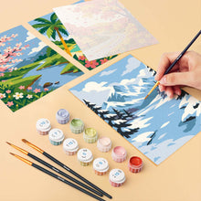 Cargar imagen en el visor de la galería, Mini Serie Pintar por números 15x20cm (6 piezas) - Estaciones Alrededor del Mundo