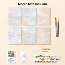 Cargar imagen en el visor de la galería, Mini Serie Pintar por números 15x20cm (6 piezas) - Estaciones Alrededor del Mundo