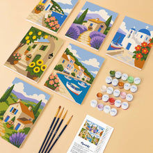 Cargar imagen en el visor de la galería, Mini Serie Pintar por números 15x20cm (6 piezas) - Vistas Mediterráneas