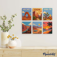 Cargar imagen en el visor de la galería, Mini Serie Pintar por números 15x20cm (6 piezas) - Parques Nacionales - Desierto del Suroeste