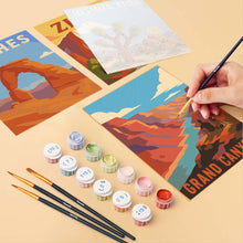 Cargar imagen en el visor de la galería, Mini Serie Pintar por números 15x20cm (6 piezas) - Parques Nacionales - Desierto del Suroeste