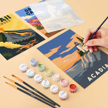 Cargar imagen en el visor de la galería, Mini Serie Pintar por números 15x20cm (6 piezas) - Parques Nacionales - América Icónica