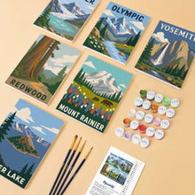 Cargar imagen en el visor de la galería, Mini Serie Pintar por números 15x20cm (6 piezas) - Parques Nacionales - Costa del Pacífico y Cascadas