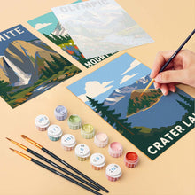 Cargar imagen en el visor de la galería, Mini Serie Pintar por números 15x20cm (6 piezas) - Parques Nacionales - Costa del Pacífico y Cascadas