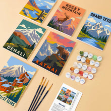 Cargar imagen en el visor de la galería, Mini Serie Pintar por números 15x20cm (6 piezas) - Parques Nacionales - Alaska y Montañas Rocosas del Norte