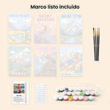 Cargar imagen en el visor de la galería, Mini Serie Pintar por números 15x20cm (6 piezas) - Parques Nacionales - Alaska y Montañas Rocosas del Norte