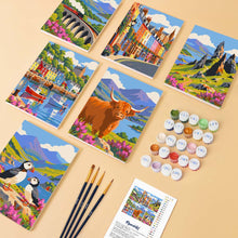 Cargar imagen en el visor de la galería, Mini Serie Pintar por números 15x20cm (6 piezas) - Clásicos de Viaje de Escocia