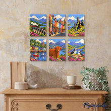 Cargar imagen en el visor de la galería, Mini Serie Pintar por números 15x20cm (6 piezas) - Clásicos de Viaje de Escocia