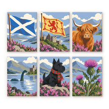 Cargar imagen en el visor de la galería, Mini Serie Pintar por números 15x20cm (6 piezas) - Colección de Iconos Escoceses Figured'Art