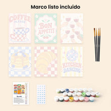 Cargar imagen en el visor de la galería, Mini Serie Pintar por números 15x20cm (6 piezas) - Cocina y Café Retro