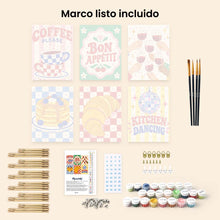 Cargar imagen en el visor de la galería, Mini Serie Pintar por números 15x20cm (6 piezas) - Cocina y Café Retro
