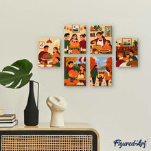 Cargar imagen en el visor de la galería, Mini Serie Pintar por números 15x20cm (6 piezas) - Acción de Gracias Acogedor