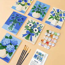 Cargar imagen en el visor de la galería, Mini Serie Pintar por números 15x20cm (6 piezas) - Flores Silvestres Azules