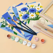 Cargar imagen en el visor de la galería, Mini Serie Pintar por números 15x20cm (6 piezas) - Flores Silvestres Azules