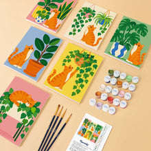 Cargar imagen en el visor de la galería, Mini Serie Pintar por números 15x20cm (6 piezas) - Gatos y Plantas de Interior