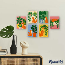 Cargar imagen en el visor de la galería, Mini Serie Pintar por números 15x20cm (6 piezas) - Gatos y Plantas de Interior