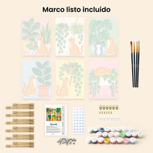 Cargar imagen en el visor de la galería, Mini Serie Pintar por números 15x20cm (6 piezas) - Gatos y Plantas de Interior