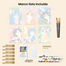 Cargar imagen en el visor de la galería, Mini Serie Pintar por números 15x20cm (6 piezas) - Gatos de Colores