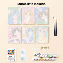 Cargar imagen en el visor de la galería, Mini Serie Pintar por números 15x20cm (6 piezas) - Gatos de Colores