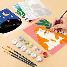 Cargar imagen en el visor de la galería, Mini Serie Pintar por números 15x20cm (6 piezas) - Momentos Acogedores con Gatos
