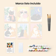 Cargar imagen en el visor de la galería, Mini Serie Pintar por números 15x20cm (6 piezas) - Momentos Acogedores con Gatos
