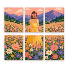 Cargar imagen en el visor de la galería, Mini Serie Pintar por números 15x20cm (6 piezas) - Pradera Soñada de Flores Silvestres Figured'Art