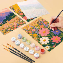 Cargar imagen en el visor de la galería, Mini Serie Pintar por números 15x20cm (6 piezas) - Pradera Soñada de Flores Silvestres