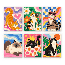 Cargar imagen en el visor de la galería, Mini Serie Pintar por números 15x20cm (6 piezas) - Gatos Marchosos Figured'Art