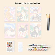 Cargar imagen en el visor de la galería, Mini Serie Pintar por números 15x20cm (6 piezas) - Gatos Marchosos