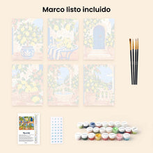 Cargar imagen en el visor de la galería, Mini Serie Pintar por números 15x20cm (6 piezas) - Jardín de Limoneros Italiano