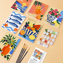 Cargar imagen en el visor de la galería, Mini Serie Pintar por números 15x20cm (6 piezas) - Verano Mediterráneo
