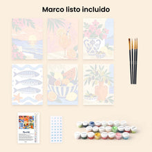 Cargar imagen en el visor de la galería, Mini Serie Pintar por números 15x20cm (6 piezas) - Verano Mediterráneo
