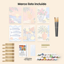 Cargar imagen en el visor de la galería, Mini Serie Pintar por números 15x20cm (6 piezas) - Verano Mediterráneo