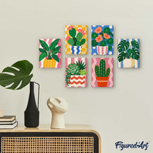 Cargar imagen en el visor de la galería, Mini Serie Pintar por números 15x20cm (6 piezas) - Plantas en Maceta