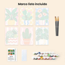 Cargar imagen en el visor de la galería, Mini Serie Pintar por números 15x20cm (6 piezas) - Plantas en Maceta